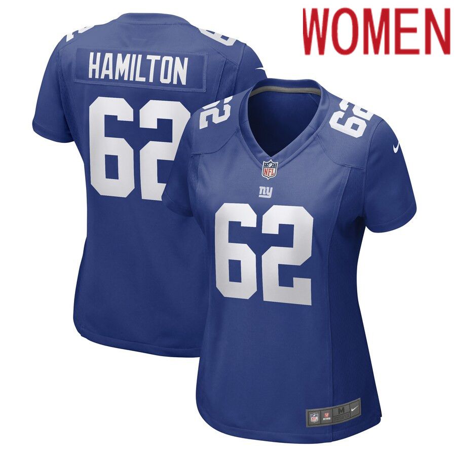 Women New York Giants 62 Devery Hamilton Nike Royal Game Player NFL Jersey